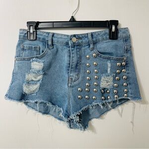 Studded Denim Women Shorts